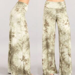 New Colors! Olive Multi Tie Dye Palazzo Pants